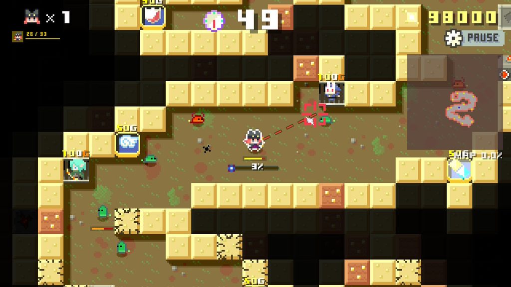 ダンジョン崩しで魔法を使って壁を破壊しているプレイ画面